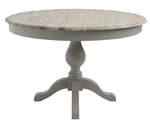 Générique Table à Manger Ronde sur piédestal avec 2 tiroirs cachés 120 L x 120 P x 78 H cm Plateau en Bois Dur d'acacia délavé à la Chaux Table à Manger en Bois Bleu Marine 5 Couleurs