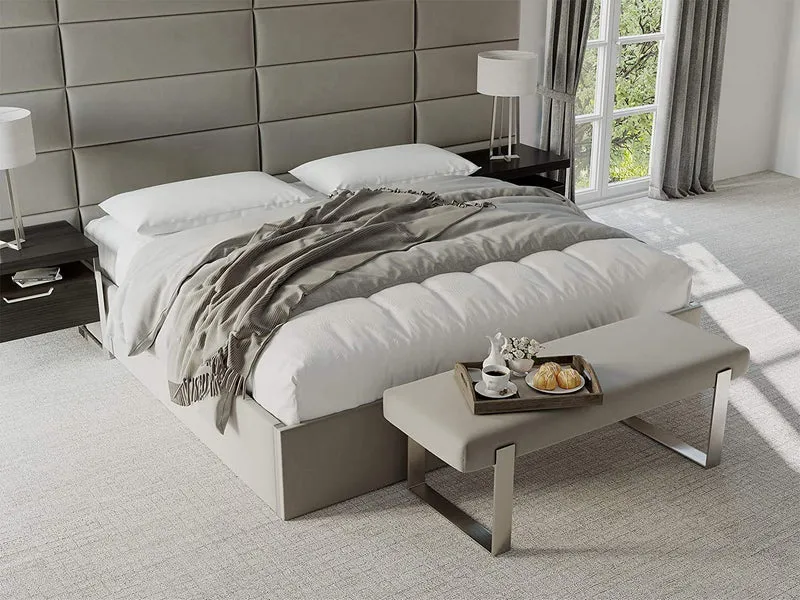 VANT Panneaux Muraux d'appoint Rembourrés - Paquet de 4 - Facile à Installer - Double Tête de lit King Size (En Velours Bleu Paon, 76cm de Large)