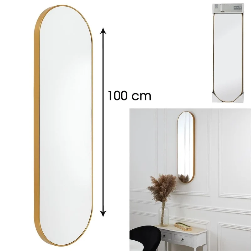 AltoBuy Miroir Doré Ovale 30x100 cm
