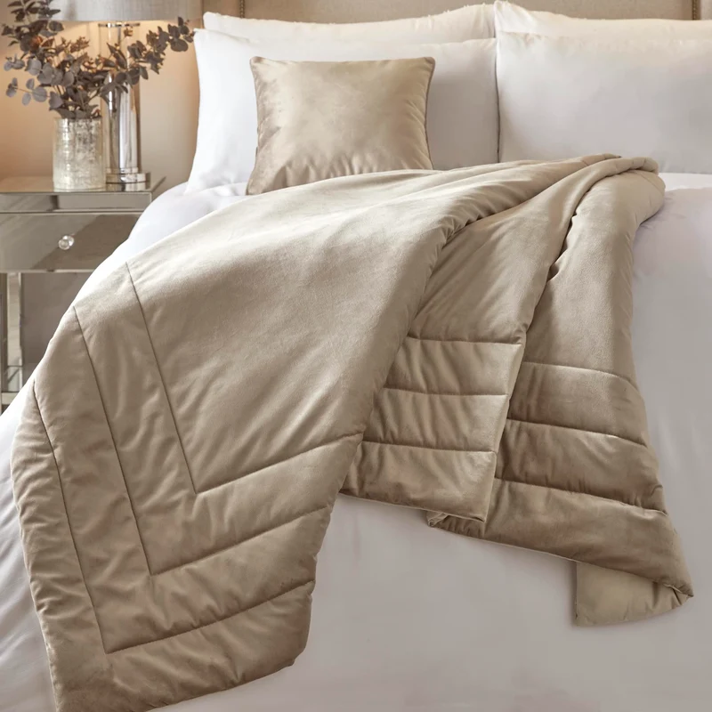 SOIRE'E Couvre-lit en Velours et Lin (220 cm x 150 cm) - Doux au Toucher et Lourd - Naturel et Matelassé - Housse de Couette en Velours - Literie en Lin