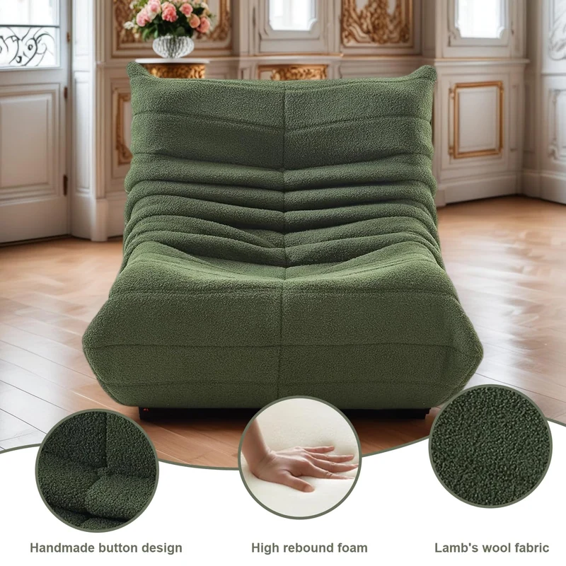 Togo Fauteuil de cheminée, fauteuil de sol avec dossier, canapé d'angle en mousse à mémoire de forme haute densité, confortable, fauteuil de lecture d'intérieur, pour salon, chambre à coucher, jeux et