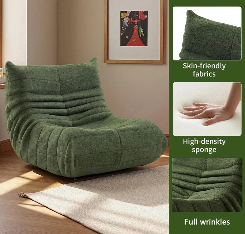 Togo Fauteuil de cheminée, fauteuil de sol avec dossier, canapé d'angle en mousse à mémoire de forme haute densité, confortable, fauteuil de lecture d'intérieur, pour salon, chambre à coucher, jeux et