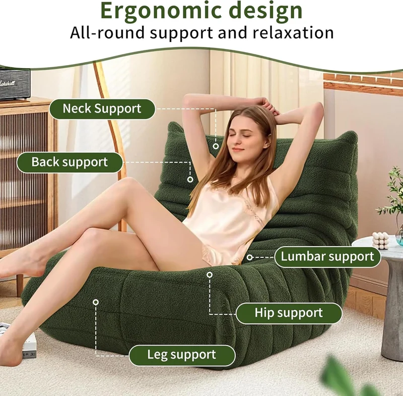 Togo Fauteuil de cheminée, fauteuil de sol avec dossier, canapé d'angle en mousse à mémoire de forme haute densité, confortable, fauteuil de lecture d'intérieur, pour salon, chambre à coucher, jeux et