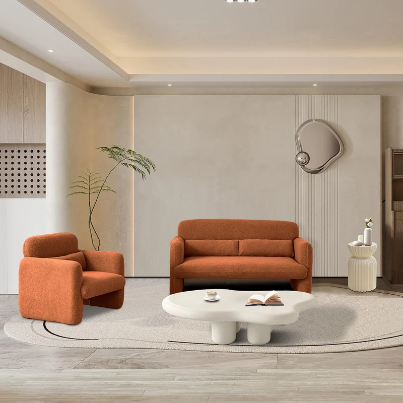 MEXUS Chaise de Loisirs, siège de canapé, Fauteuil de Loisirs, Petit canapé Simple, adapté à la Chambre à Coucher/Home cinéma/Salon (Orange)