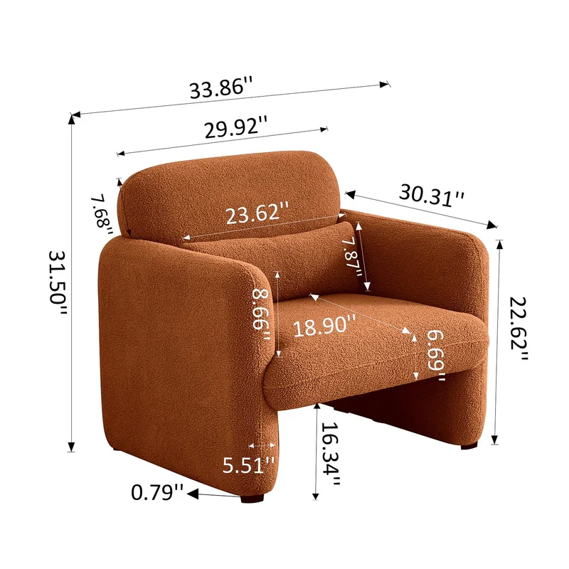MEXUS Chaise de Loisirs, siège de canapé, Fauteuil de Loisirs, Petit canapé Simple, adapté à la Chambre à Coucher/Home cinéma/Salon (Orange)