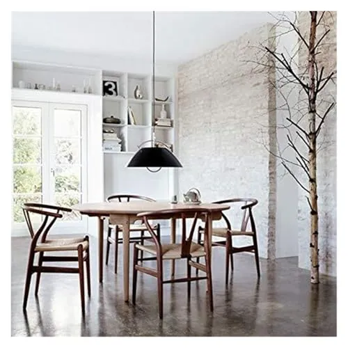Agteruo Chaise Y (Chaise Wishbone) Chaise de Salle à Manger en Bois Massif de Style Milieu du siècle avec accoudoirs et siège en Chanvre (Bois de frêne - Noyer). (Espresso)