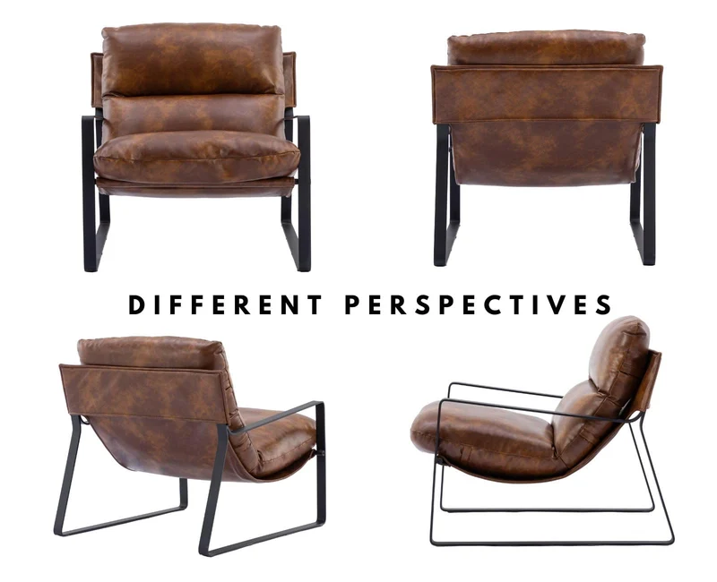 chairus Fauteuil de Loisirs en Cuir PU Modern Chaise de Relaxation pour Salon Fauteuil de Chambre avec Cadre en Métal (Marron)