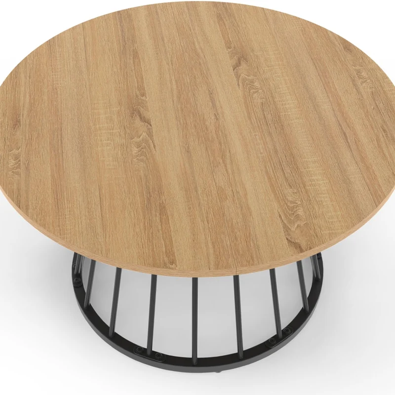IDMarket - Table Basse Ronde Yuna 70 cm Plateau Bois et Pied Filaire en métal Noir