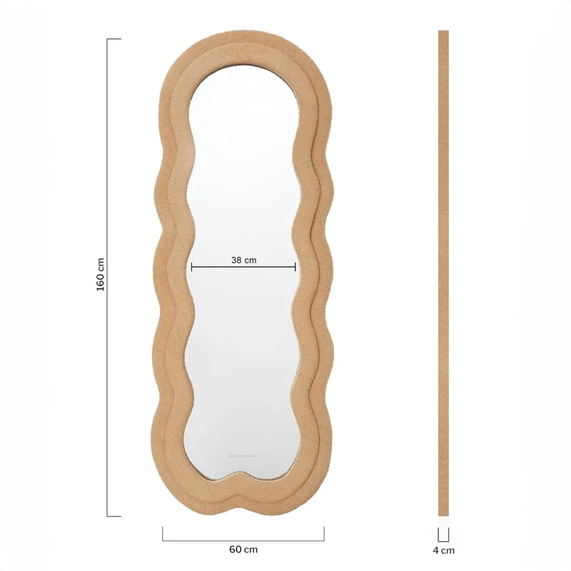 Flamingueo Miroir Mural - Miroir sur Pied, Miroir Asymétrique, Grand Miroir, Miroir Chambre, Miroir Vague, Miroir Mural Asymétrique, Miroir Irregulier