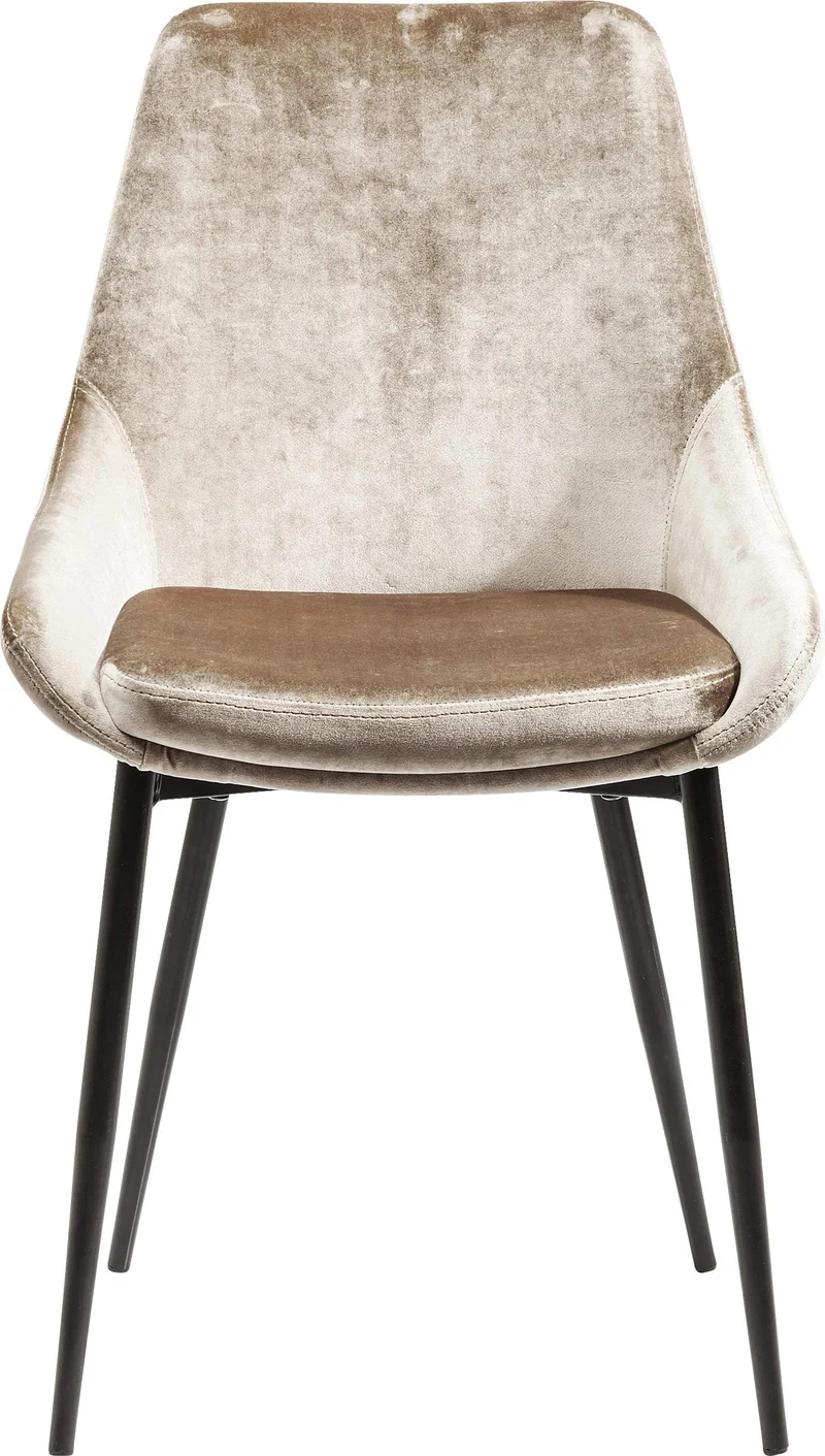 Kare Design Chaise East Side, Beige/Noir, Aspect Velours, Lot de 2, Élégant, Chaises Salle a Manger, Deco Intérieur, Decoration Chambre, Cuisine, 83x48x57 cm (H/L/P)