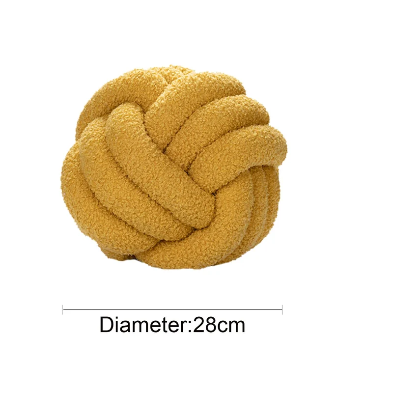 YT-KOKE Sherpa Fleece Round Knot Ball Pillow, Coussin Ddécoratif Knot pour Canapé-lit Chaise Sol, Oreiller Décoratif Jeté, Coussin Rond pour Les Copines Jouant à la Photographie (Yellow,22cm)