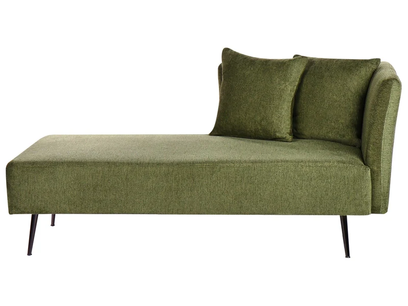 Beliani Chaise Longue Moderne Côté Droit en Tissu Polyester avec Coussins Pieds en Métal Vert Riom