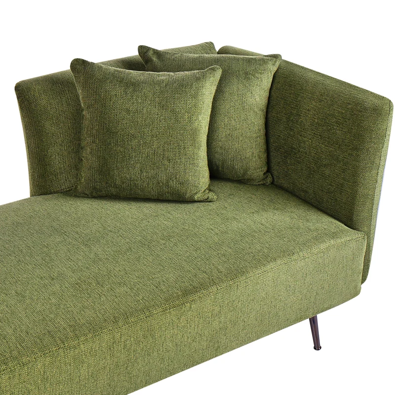 Beliani Chaise Longue Moderne Côté Droit en Tissu Polyester avec Coussins Pieds en Métal Vert Riom