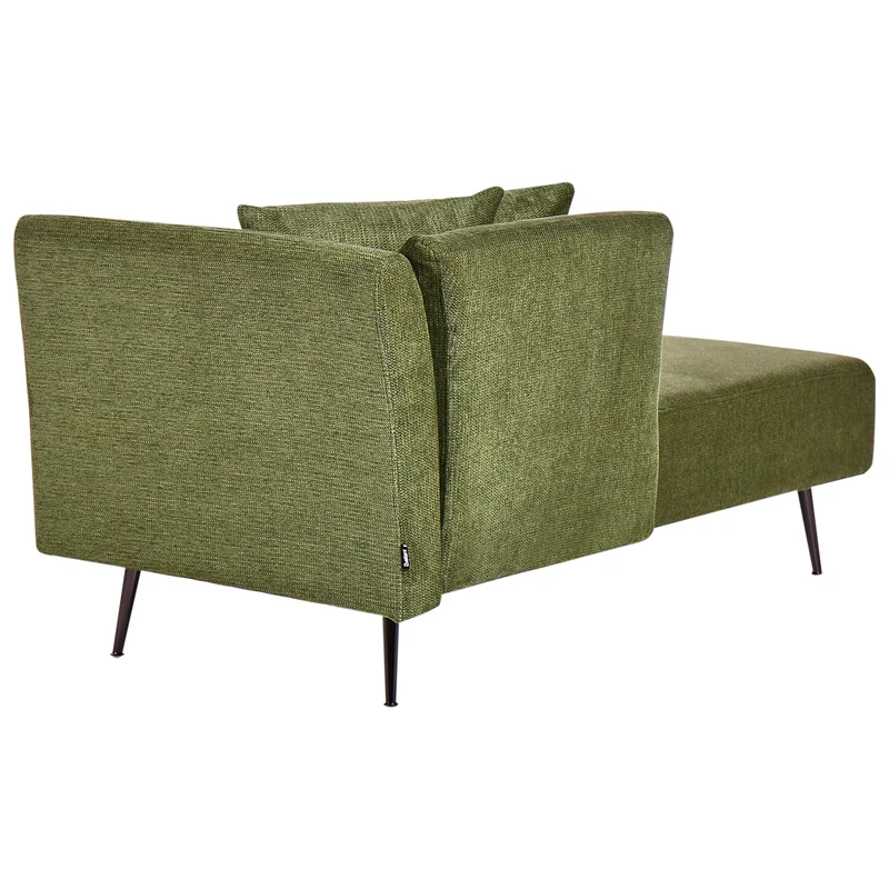 Beliani Chaise Longue Moderne Côté Droit en Tissu Polyester avec Coussins Pieds en Métal Vert Riom