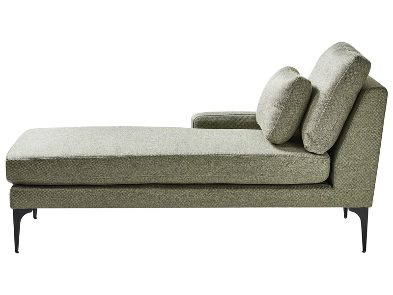 Beliani Chaise Longue à Droite en Tissu Pieds en Métal Vert Ewron