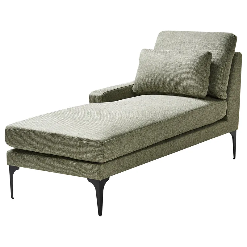 Beliani Chaise Longue à Droite en Tissu Pieds en Métal Vert Ewron