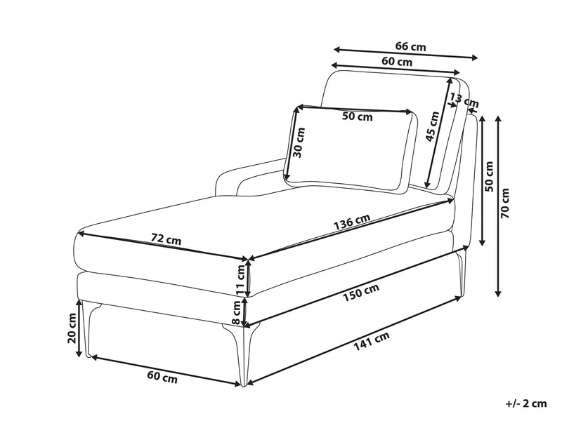 Beliani Chaise Longue à Droite en Tissu Pieds en Métal Vert Ewron