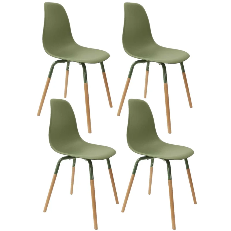 Toilinux.com Lot de 4 Chaises scandinave Phenix en polypropylène et métal - Vert