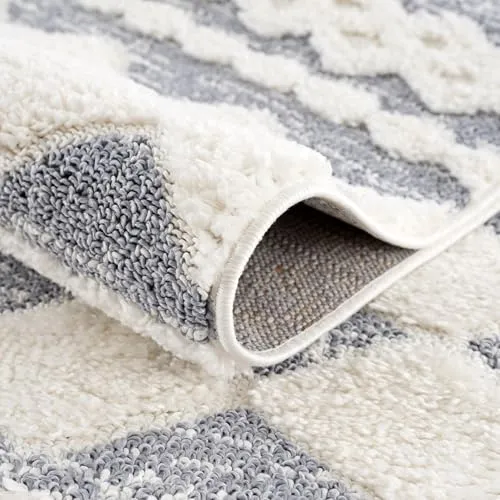 payé Tapis de salon Tapis Sol - poils longs - Boho - Gris pastel - 160 x 230 cm - Uni - Motif losange moderne chiné - Scandinave moelleux et doux - Décoration de chambre à coucher