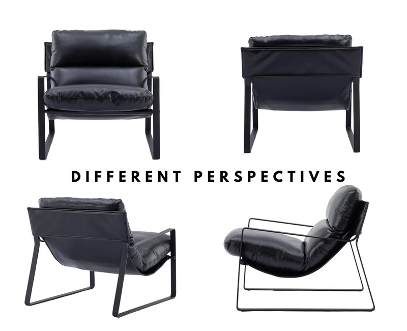 chairus Fauteuil de Loisirs en Cuir PU Modern Chaise de Relaxation pour Salon Fauteuil de Chambre avec Cadre en Métal (Noir)