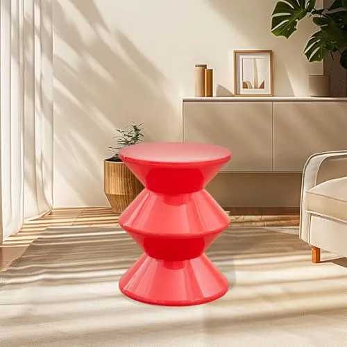 Qianly Tabouret de Canapé, Table de Chevet, Forme Unique, Tabouret D'appoint, Petite Table de Nuit, Siège à Langer pour La Décoration de La Chambre de Bé, Rouge, 3 Niveaux