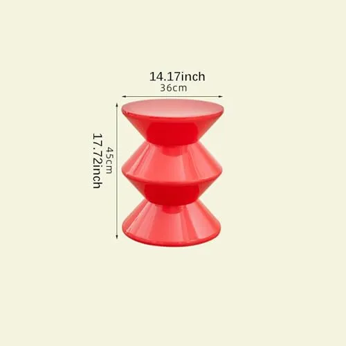 Qianly Tabouret de Canapé, Table de Chevet, Forme Unique, Tabouret D'appoint, Petite Table de Nuit, Siège à Langer pour La Décoration de La Chambre de Bé, Rouge, 3 Niveaux