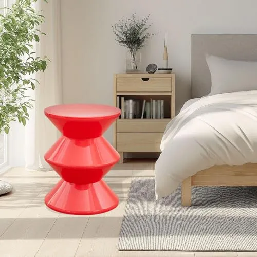 Qianly Tabouret de Canapé, Table de Chevet, Forme Unique, Tabouret D'appoint, Petite Table de Nuit, Siège à Langer pour La Décoration de La Chambre de Bé, Rouge, 3 Niveaux