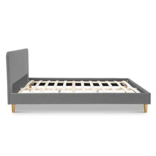 IDMarket - Lit Double scandinave Balta avec tête de lit et sommier 140 x 190 cm Tissu Gris Clair