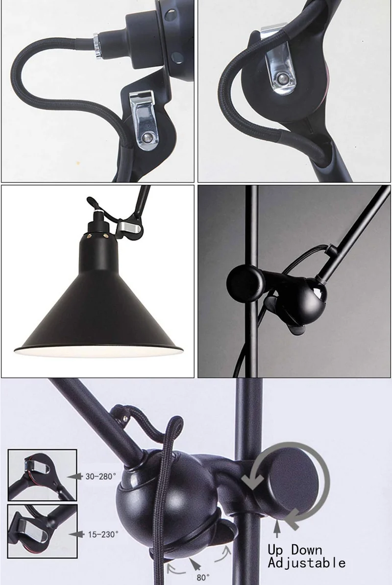 Loft Vintage Lampe Murale,Industrielle Angle Bras Articulé Applique Murale,Up Down Réglable Pivotant Lampe de Mur avec Murale Abat-Jour Rétro E27 Luminaire pour Chevet Maison Couloir Salon Chambre,A