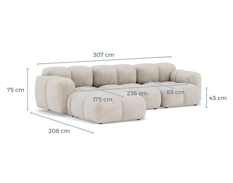 Lisa Design - Grace - canapé modulable d'angle réversible 4 Places en Velours texturé, Vert Sauge