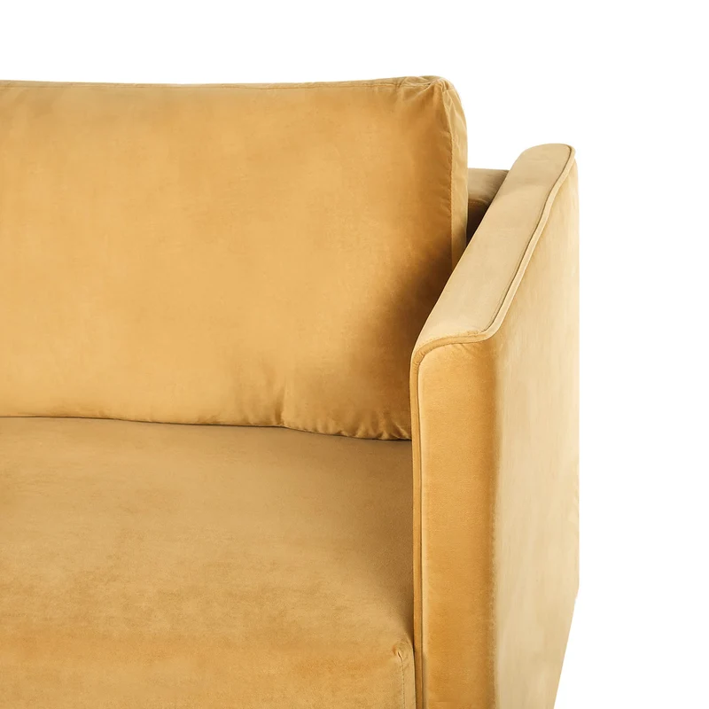 Canapé Lit en Velours Jaune avec Rangement 3 Places Coussins Déhoussables Eksjo