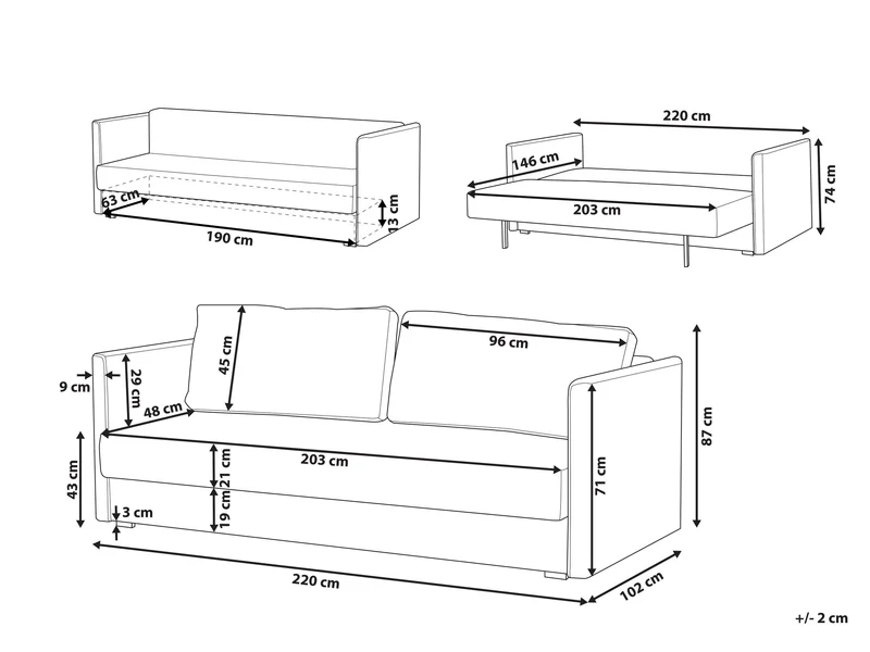 Canapé Lit en Velours Jaune avec Rangement 3 Places Coussins Déhoussables Eksjo