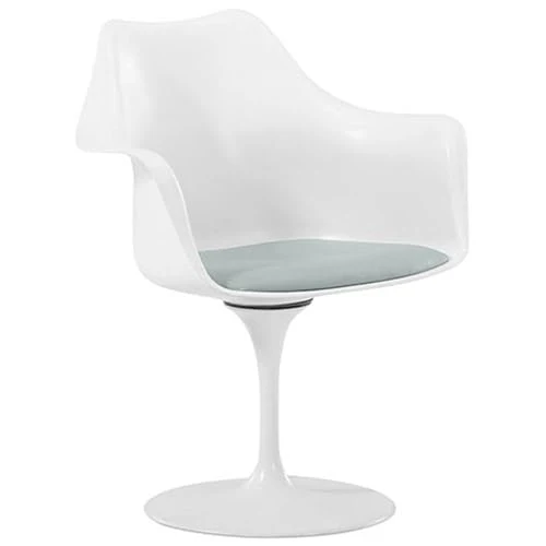 Iconik Interior Tulip Style Chaise de Salle à Manger avec accoudoirs - Chaise pivotante Blanche -Tulipan Gris Clair