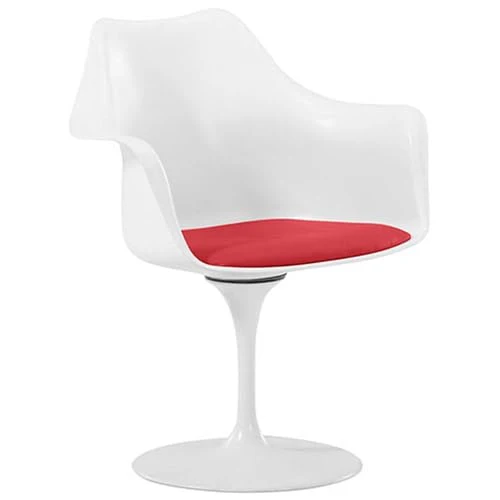 Iconik Interior Tulip Style Chaise de Salle à Manger avec accoudoirs - Chaise pivotante Blanche -Tulipan Gris Clair