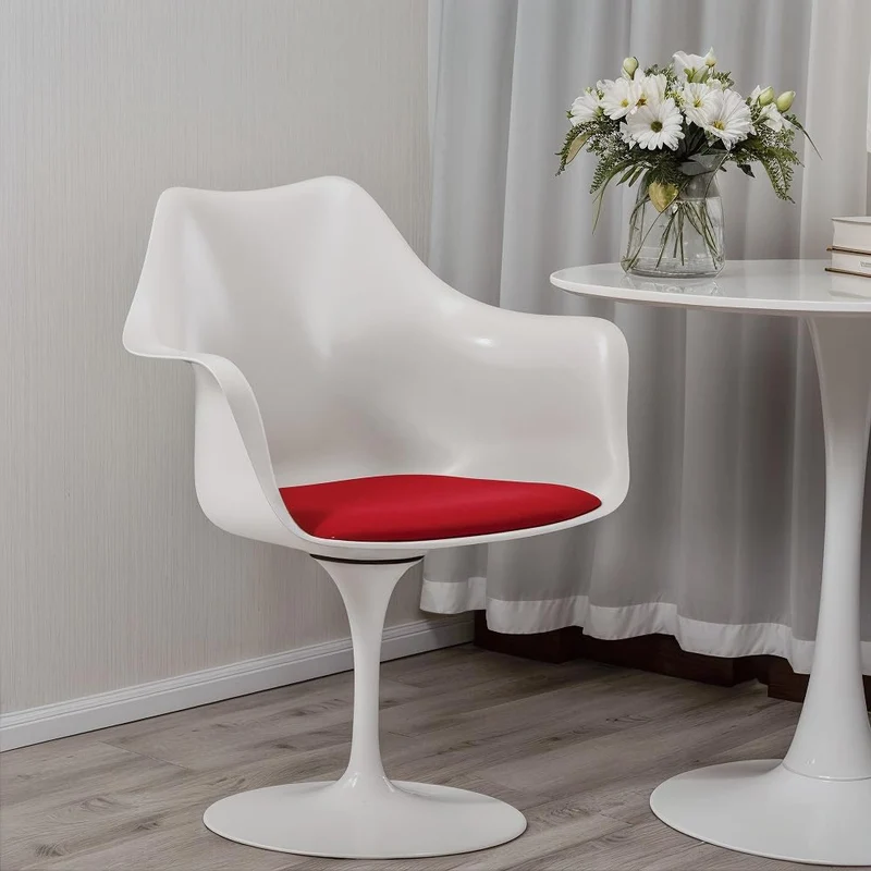 Iconik Interior Tulip Style Chaise de Salle à Manger avec accoudoirs - Chaise pivotante Blanche -Tulipan Gris Clair
