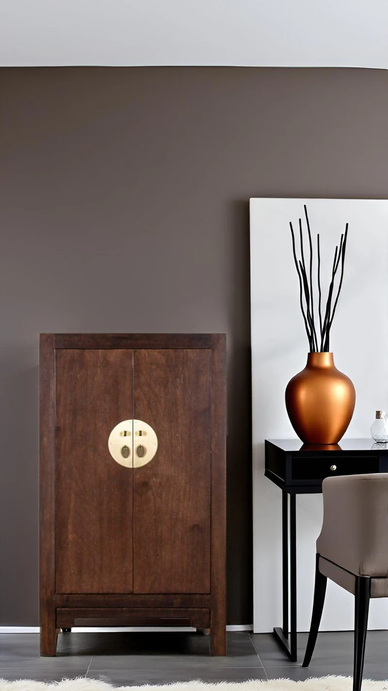 Fine Asianliving Armoire Chinoise Earthy Marron - Orientique Collection L70xP40xH120cm Armoire Chinoise Meubles Chinois Mobilier Oriental Asiatique Mandarin Pekin