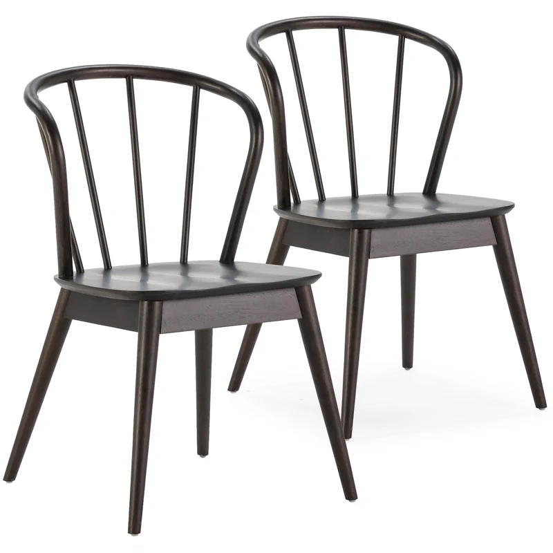 HOMN LIVING Pack 2 Chaises Brisa, Couleur Noir, Bois Massif, 47 cm (Largeur) 59 cm (Profondeur) 83 cm (Hauteur)