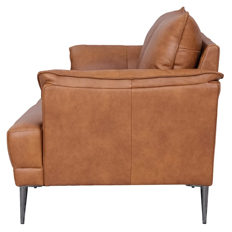 Soul Canapé en cuir 3 places Cognac Marron - Canapé en cuir véritable de qualité supérieure - Design scandinave - Ressorts ensachés - Pieds en métal - Confort moderne pour le salon - Intemporel et