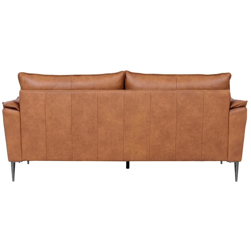 Soul Canapé en cuir 3 places Cognac Marron - Canapé en cuir véritable de qualité supérieure - Design scandinave - Ressorts ensachés - Pieds en métal - Confort moderne pour le salon - Intemporel et