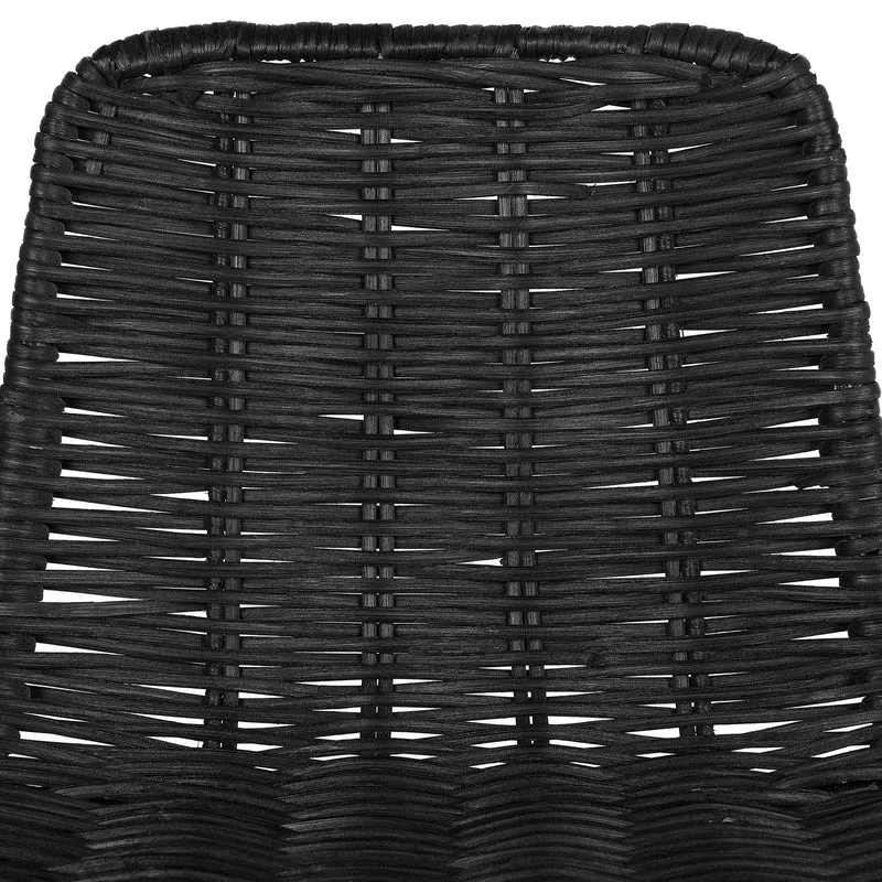 Beliani Lot de 2 Chaises de Bar au Style Moderne en Rotin Noir et Pieds en Métal pour Tout Type de Salon Traditionnel et Exotique