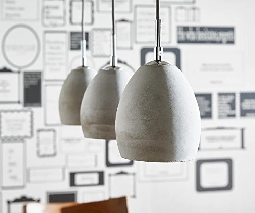 DeLife Plafonnier Cirillo Gris 70x15 cm 3 Abat-Jour Suspension béton