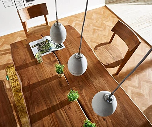 DeLife Plafonnier Cirillo Gris 70x15 cm 3 Abat-Jour Suspension béton
