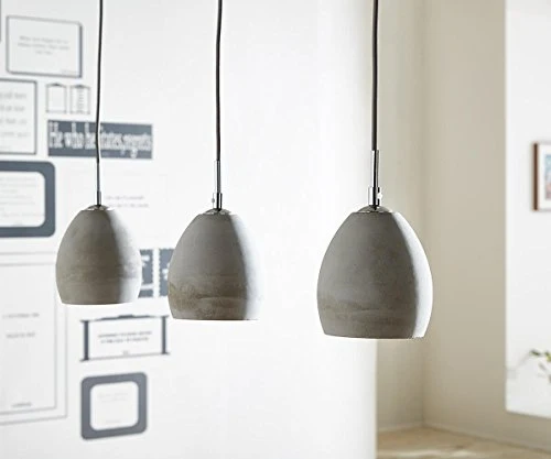 DeLife Plafonnier Cirillo Gris 70x15 cm 3 Abat-Jour Suspension béton