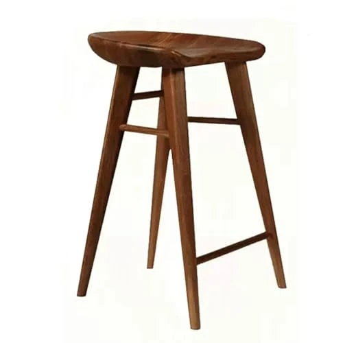 Dessus de cuisine en bois massif Tabouret de bar sans dossier Chaise de salle à manger en chêne pour bistrot 76 cm de hauteur Ferme Tabouret de bar haut Noir Noyer Couleur 65 cm/25,6 pouces Taille
