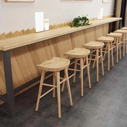 Dessus de cuisine en bois massif Tabouret de bar sans dossier Chaise de salle à manger en chêne pour bistrot 76 cm de hauteur Ferme Tabouret de bar haut Noir Noyer Couleur 65 cm/25,6 pouces Taille