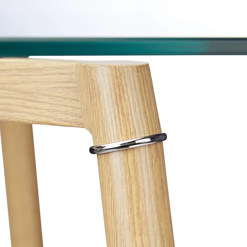 Relaxdays Basse en Verre, Dessus Table Trempé, Pieds Métal Aspect Bois HLP : 45 x 120 x 60 cm, Transparent/Marron, Durchsichtig/Braun