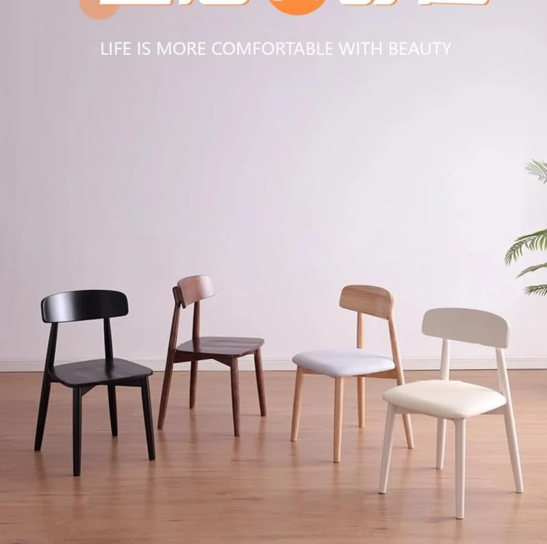 GIZNXBA Chaise Scandinave Blanche Chaises De Salle A Manger Scandinave sans Bras Chaise De Cuisine en Bois en Cuir avec Pieds en Bois pour La Salle À Manger(/White A)