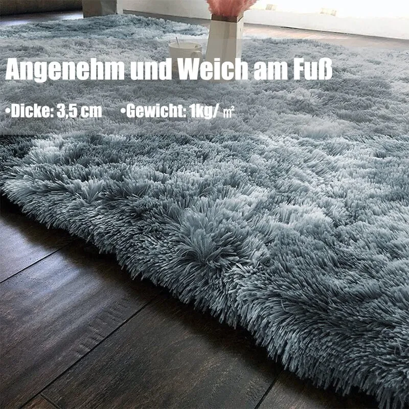 Swsen Tapis Salon Shaggy Longs Super Doux - Shaggy Tapis Moelleux Dessous Antidérapant - Tapis Chambre Lavable Moderne à Poils Longs 160x200 cm, Blanc
