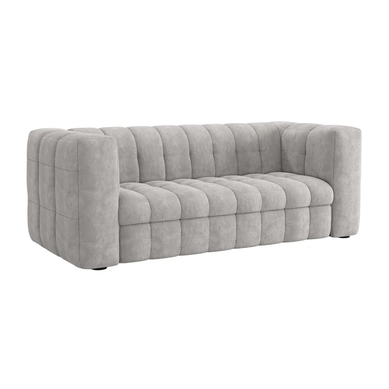 Mobilier-Deco Daria - Canapé 3 Places Convertible rapido en Tissu matelassé Gris Matelas 14 cm