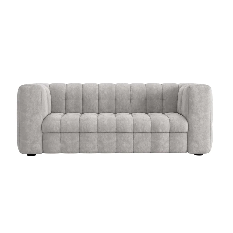 Mobilier-Deco Daria - Canapé 3 Places Convertible rapido en Tissu matelassé Gris Matelas 14 cm